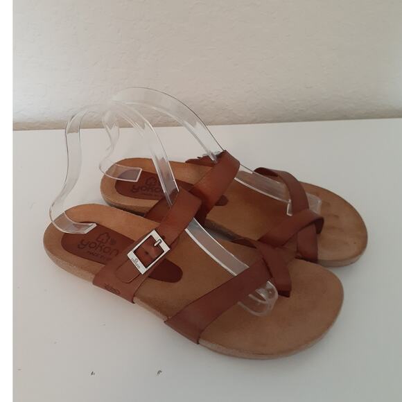 Yokono Brown Leather Footbed Comfort Sandals size 8 EUC Made in Spain - Picture 1 of 6